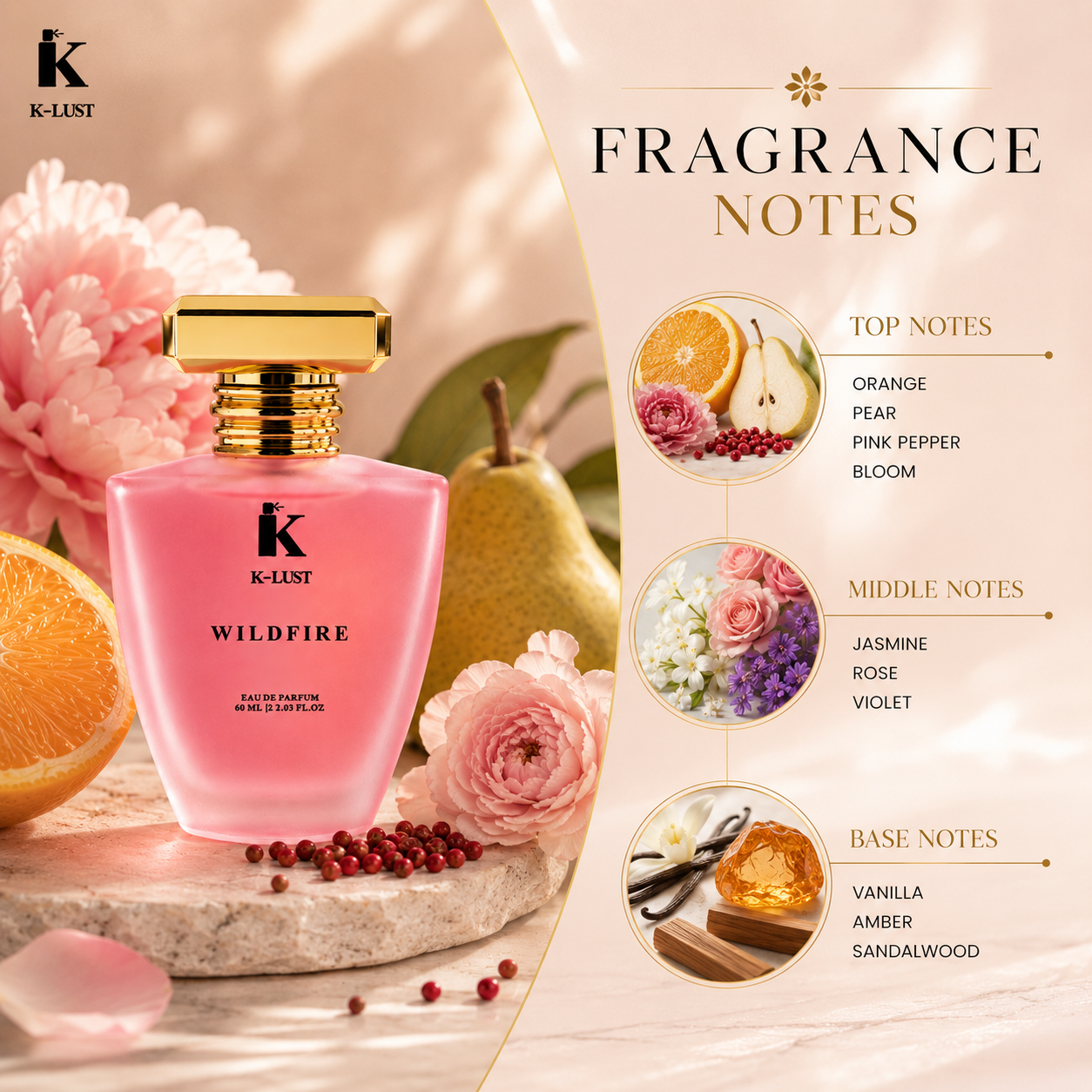 K-Lust Wild Fire Perfume for Women – Bold & Long-Lasting Fragrance 60ml