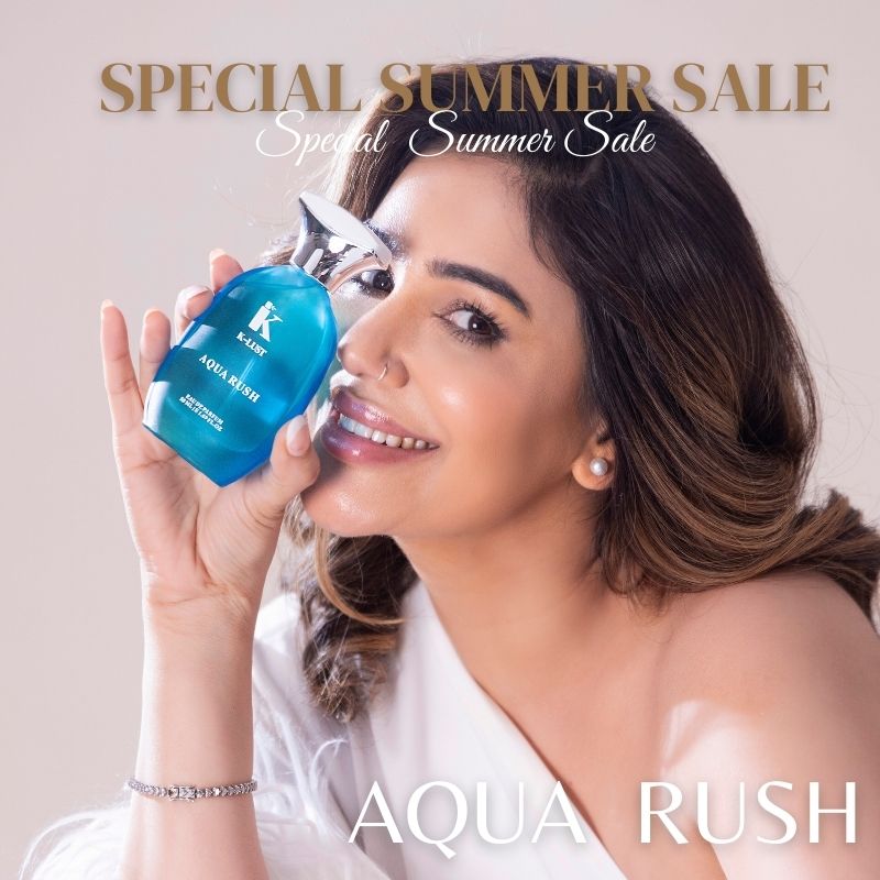 K-LUST Aqua Rush Perfume for Men – Fresh Aquatic Eau De Parfum with Long Lasting Fragrance, Premium Blue Bottle and Refreshing Luxury Scent.