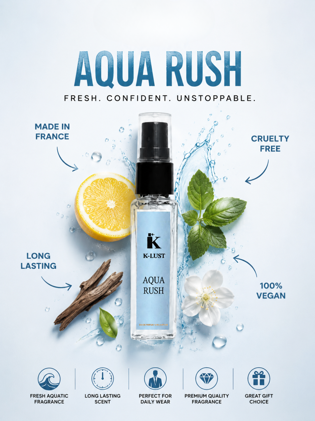 K-Lust Luxury Perfume Gift Set for Men & Women – Mini Fragrance Combo Pack | 5 x 8ml