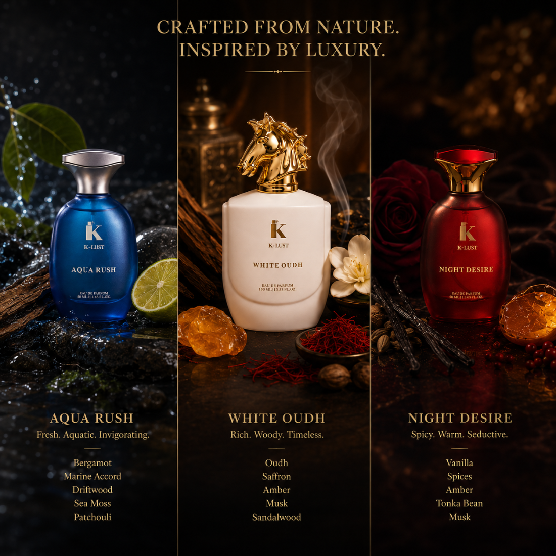 K-LUST Perfume Gift Set for Men & Women Signature 5 Fragrance Collection-Long Lasting Luxury Eau De Parfum Combo Pack