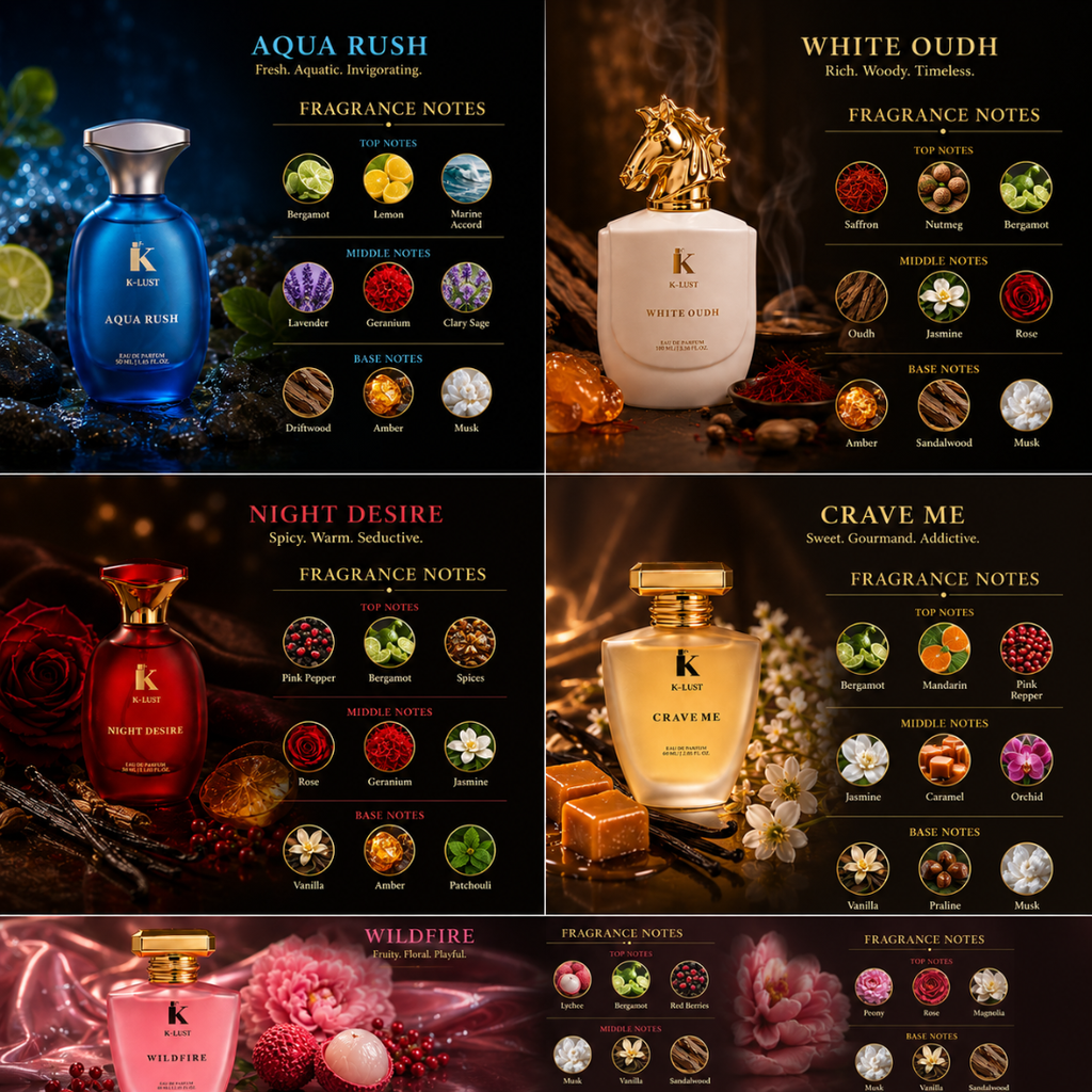 K-LUST Perfume Gift Set for Men & Women Signature 5 Fragrance Collection-Long Lasting Luxury Eau De Parfum Combo Pack