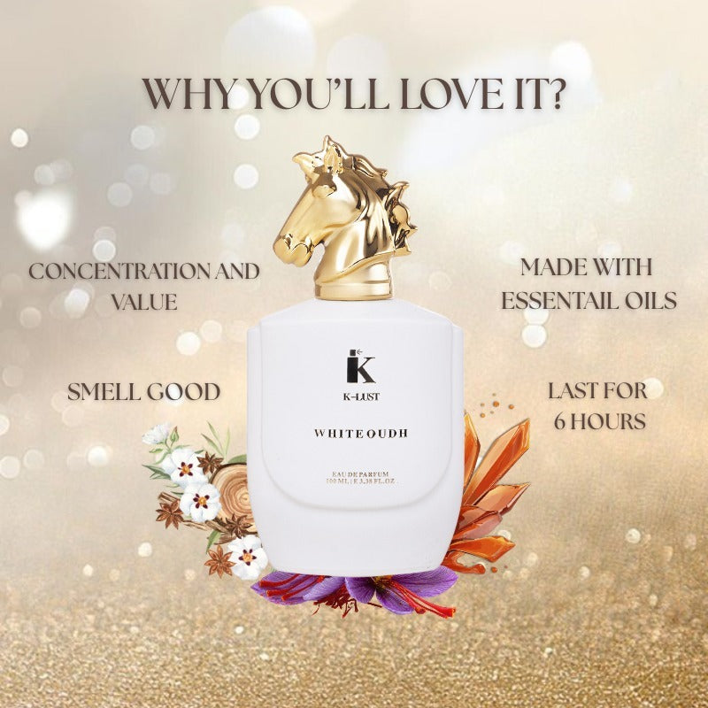 K-LUST White Oudh Unisex Perfume Premium Oud Long Lasting Eau De Parfum