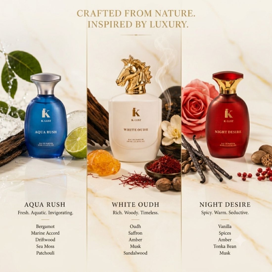 K-LUST Perfume Gift Set for Men & Women Signature 5 Fragrance Collection-Long Lasting Luxury Eau De Parfum Combo Pack